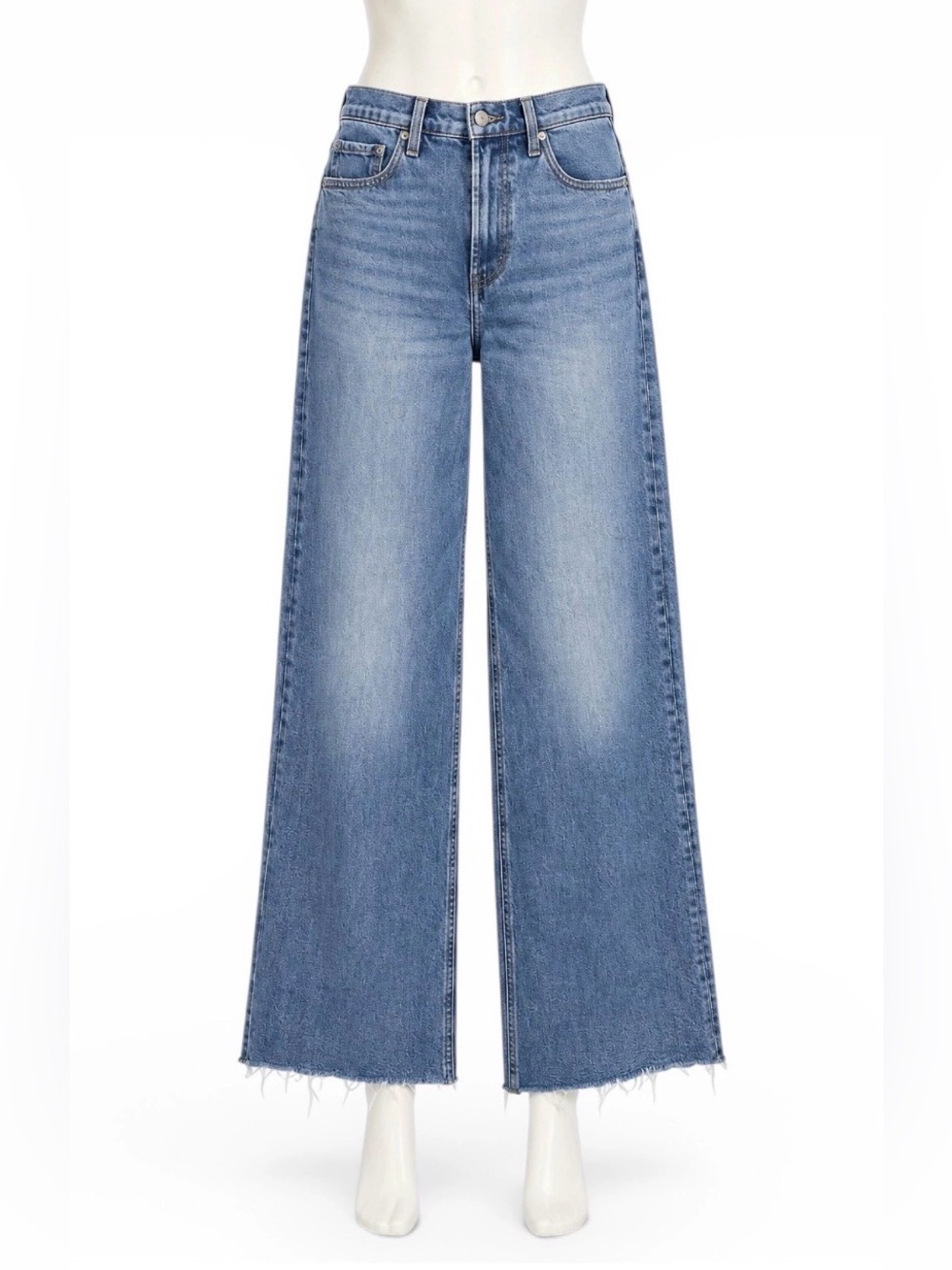 PISTOLA Lana High Rise Ultra Wide Leg Jeans 28 Light Wash Cropped Raw Hem $198